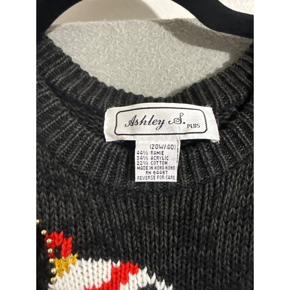 Vintage Ugly Christmas Sweater Beaded Holiday 20W Grannycore plus party black - Picture 5 of 11